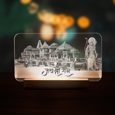 UNIQUE MINIATURE Ram Mandir Ayodhya nigt lamp Night Lamp(14 cm, Transparent Acrylic)