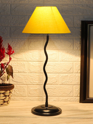Devansh Yellow cotton Zig zag table lamp with Iron Base Table Lamp(57.404 cm, Yellow)