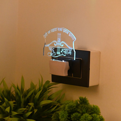 1st Time Plug & Play 3D Illusion Effect Khatu Shayam Shape LED Night Lamp/Light Night Lamp(11.8 cm, Blue, Green, Yellow)