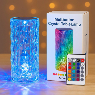 NAIRO Rose Color Changing Crystal Night Lamp | RGB Light with Remote & Touch Control Night Lamp(22 cm, Multicolor)