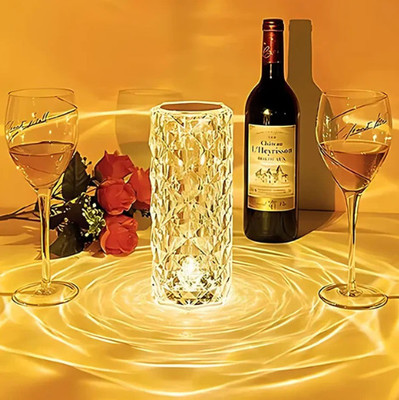 SPARKPLUG ^''Rose Crystal LED Table Lamp | Multicolor | Pack of 1 Table Lamp(8 cm, Yellow)
