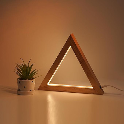 angillath Designer Triangle Table Lamp with 2700K Warm White LED Light. Table Lamp(30 cm, Mapple Touch Beige)