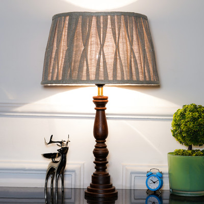 Kapoor E Illuminations Hatton hand crafted Solid wood walnut finish Table Lamp(55 cm, Multicolor)
