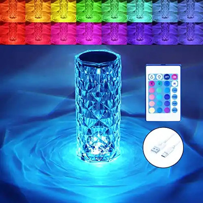 Jackcleen Rose Diamond Table Lamp,16 Color Changing RGB Touch & Remote Control Night Lamp(19.5 cm, Multicolor)
