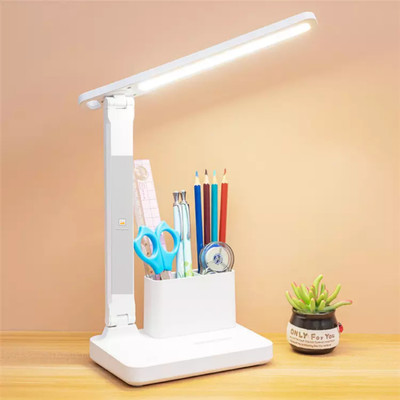 grofly Desk Lamp with Pen Holder,Study Table Night Reading Bed Side Eye Protection lamp Study Lamp(12 cm, White)
