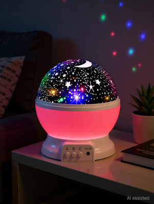 AMANZA Star Master Moon Projector 360 Degree Rotation - 4 LED Bulbs 8 Color Changing Light, Romantic Night Lighting Lamp, Unique Gifts for Birthday Nursery Women Children Kids Baby Night Lamp(13 cm, Purple, Pink, Yellow, Red)