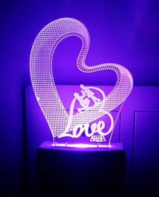 AJANTA Love Heart I Love You(Code:2050) 3D Night Lamp(4 cm, Multicolor)