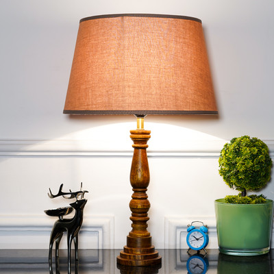 Kapoor E Illuminations Hatton hand crafted Solid wood honey finish Table Lamp(55 cm, Multicolor)