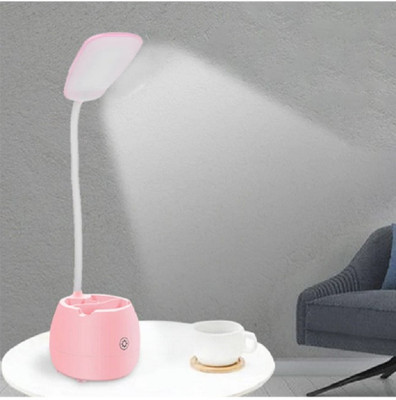 AKR Table Lamp Rechargeable LED Touch On/Off Switch Desk Lamp Table Lamp(39 cm, Pink)