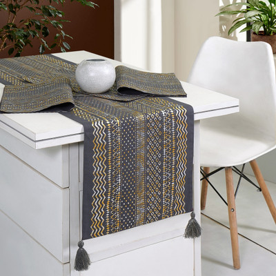 ODE & CLEO Grey Organic Cotton Table Linen Set(Pack of 7)
