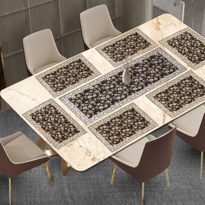 Adakriti Creations Brown Velvet Table Linen Set(Pack of 7)