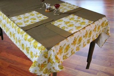 Dekor World Yellow Organic Cotton Table Linen Set(Pack of 9)