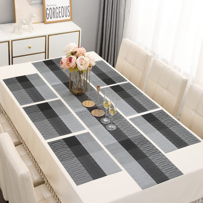 Onlyeasy Grey, Black PVC Table Linen Set(Pack of 1)