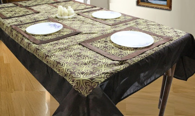 Dekor World Brown, Beige Polyester Table Linen Set(Pack of 5)