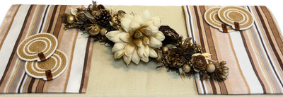 cassa de lusso Beige, Brown, Multicolor Organic Cotton, Polyester Table Linen Set(Pack of 3)
