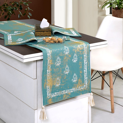 ODE & CLEO White Organic Cotton Table Linen Set(Pack of 7)