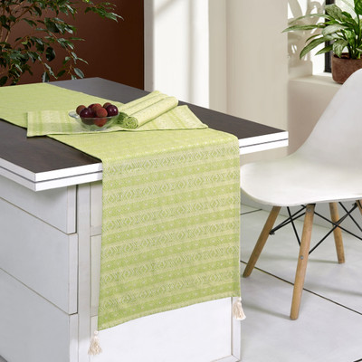 ODE & CLEO Green Organic Cotton Table Linen Set(Pack of 7)