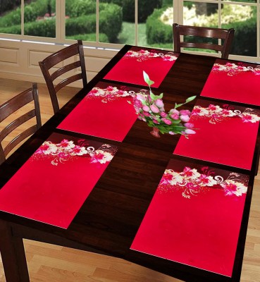 SANRAKSSHAN Rectangular Pack of 6 Table Placemat(Red, PVC)