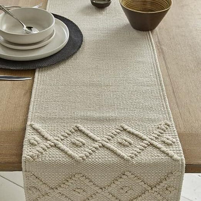 Mega Cart Home Beige Linen Table Linen Set(Pack of 7)