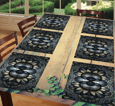 REVEXO Rectangular Pack of 6 Table Placemat(Grey, PVC)