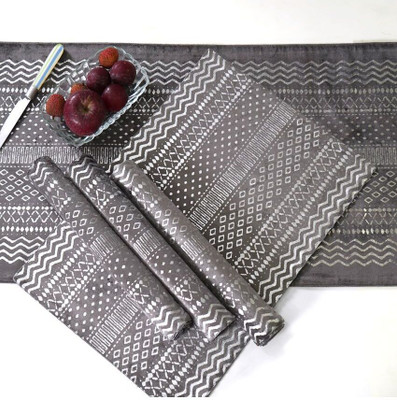 ODEandCLEO Grey Organic Cotton Table Linen Set(Pack of 6)
