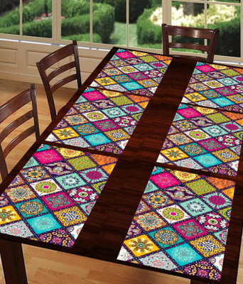 SANRAKSSHAN Rectangular Pack of 6 Table Placemat(Multicolor, Blue, PVC)