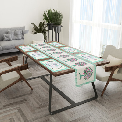 Blocks Of India Green Organic Cotton Table Linen Set