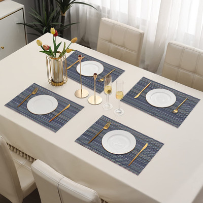 DPA Collection Rectangular Pack of 4 Table Placemat(Grey, PVC)