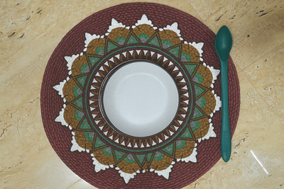 PPP Round Pack of 1 Table Placemat(Multicolor, Polyester)