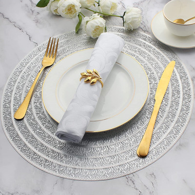 Dakshya Industries Round Pack of 6 Table Placemat(Silver, PVC)