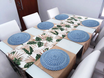 LADLI JEE Round Pack of 6 Table Placemat(Blue, Polyester)