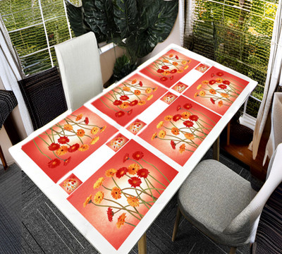 REVEXO Rectangular Pack of 6 Table Placemat(Multicolor, PVC)