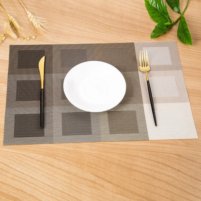 MONKDECOR Rectangular Pack of 4 Table Placemat(Brown, Multicolor, PVC)