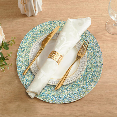 LADLI JEE Round Pack of 1 Table Placemat(Green, Polyester)