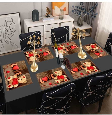 LOTUSKING Rectangular Pack of 6 Table Placemat(Multicolor, PVC)