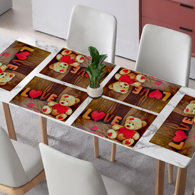 Kanushi Industries Rectangular Pack of 6 Table Placemat(Brown, PVC)