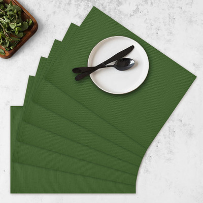 OASIS Rectangular Pack of 6 Table Placemat(Green, Cotton)