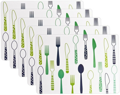 DORMICO Rectangular Pack of 6 Table Placemat(Green, PVC)