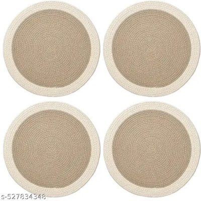 ROUSN Round Pack of 4 Table Placemat(Beige, Cotton)