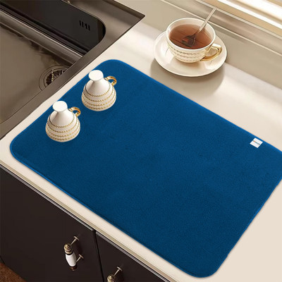 HOMESTIC Rectangular Pack of 1 Table Placemat(Blue, Microfibre)