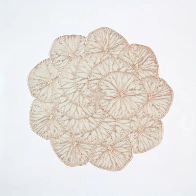 DPA Collection Round Pack of 1 Table Placemat(Gold, PVC)