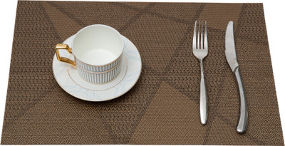 HS WORLD Rectangular Pack of 1 Table Placemat(Brown, PVC)
