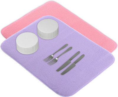 KUBER INDUSTRIES Rectangular Pack of 2 Table Placemat(Purple, Pink, Microfibre)