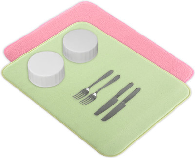KUBER INDUSTRIES Rectangular Pack of 2 Table Placemat(Green, Pink, Microfibre)