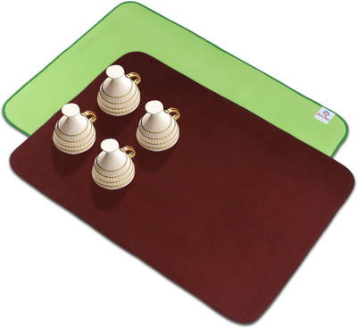 Heart Home Rectangular Pack of 2 Table Placemat(Green, Maroon, Microfibre)