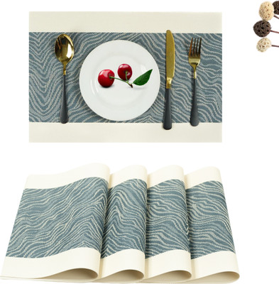 YELONA Rectangular Pack of 4 Table Placemat(Grey, Beige, White, PVC)