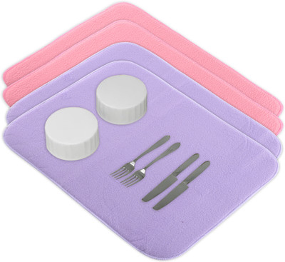 KUBER INDUSTRIES Rectangular Pack of 4 Table Placemat(Purple, Pink, Microfibre)