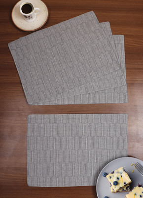 AIRWILL Rectangular Pack of 4 Table Placemat(Grey, Cotton)