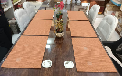 KiaraHome Rectangular Pack of 6 Table Placemat(Orange, PVC)