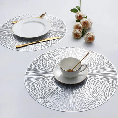 Luxula Round Pack of 6 Table Placemat(Silver, PVC)